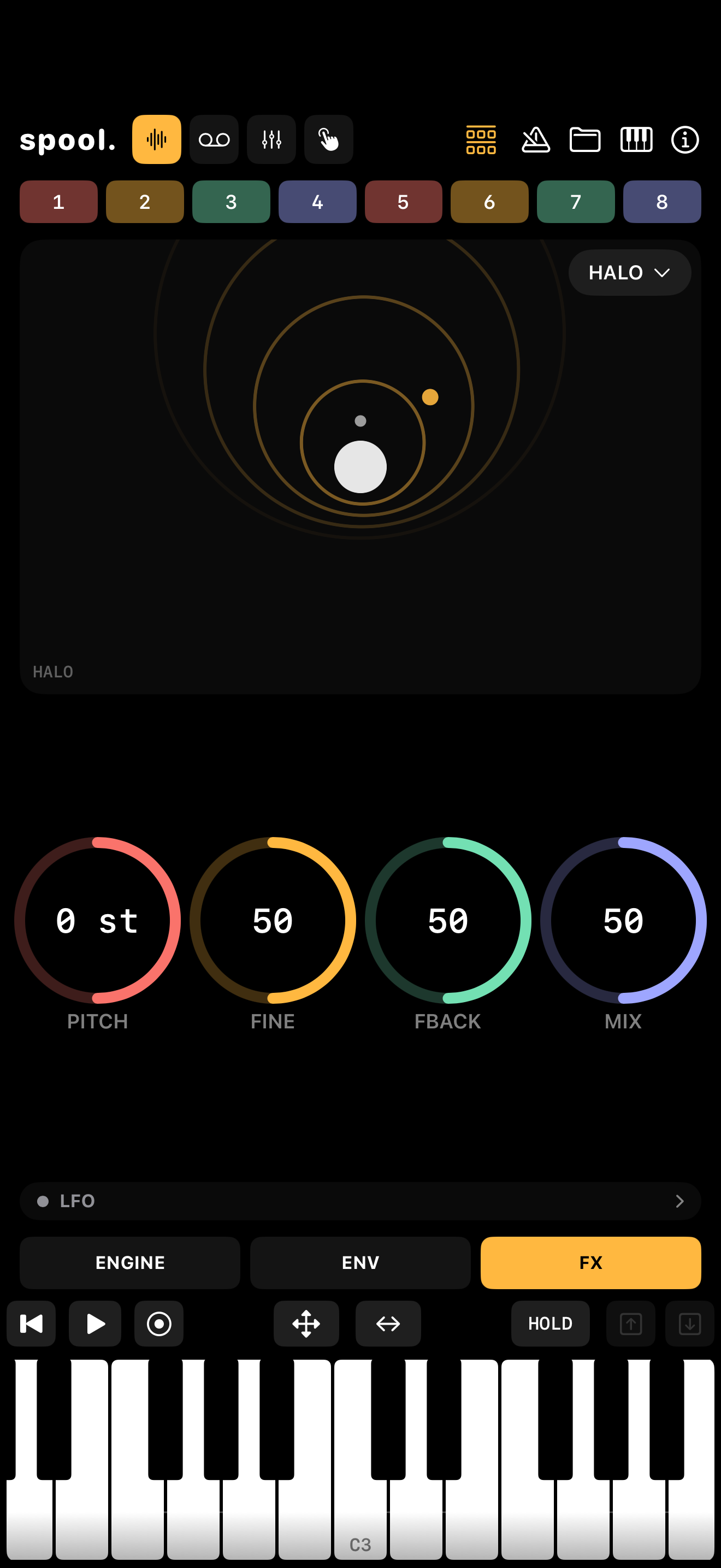 Mixer mode — VU meters and pan